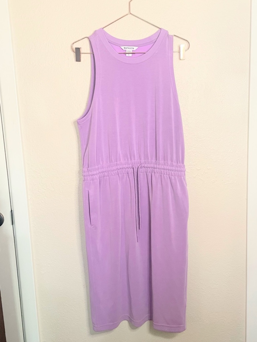 Athleta Seasoft Midi Dress L Purple Athleisure Minimal - Picture 2 of 9